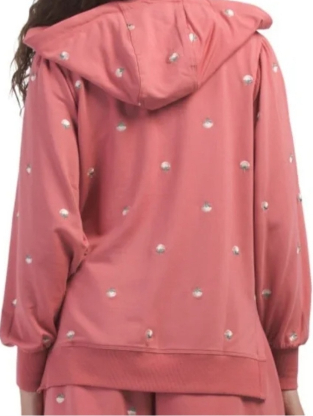 Summersalt Softest French Terry Puff Sleeve Zip Hoodie Floral Embroidered XL - Picture 2 of 8
